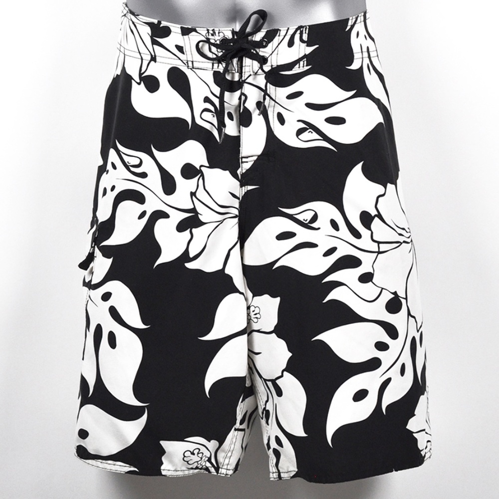 QUICKSILVER Hawaiian Aloha Print Board Shorts Swim Trunks